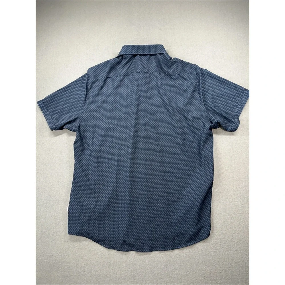 7 Diamonds Shirt Mens 2XL XXL 4 Way Stretch Blue Button Up Short Sleeve - Picture 8 of 9